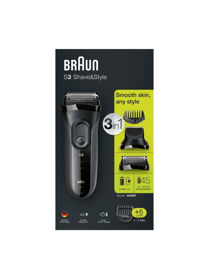 Braun Herrenrasierer Series 3 3000BT in Schwarz günstig kaufen onesize