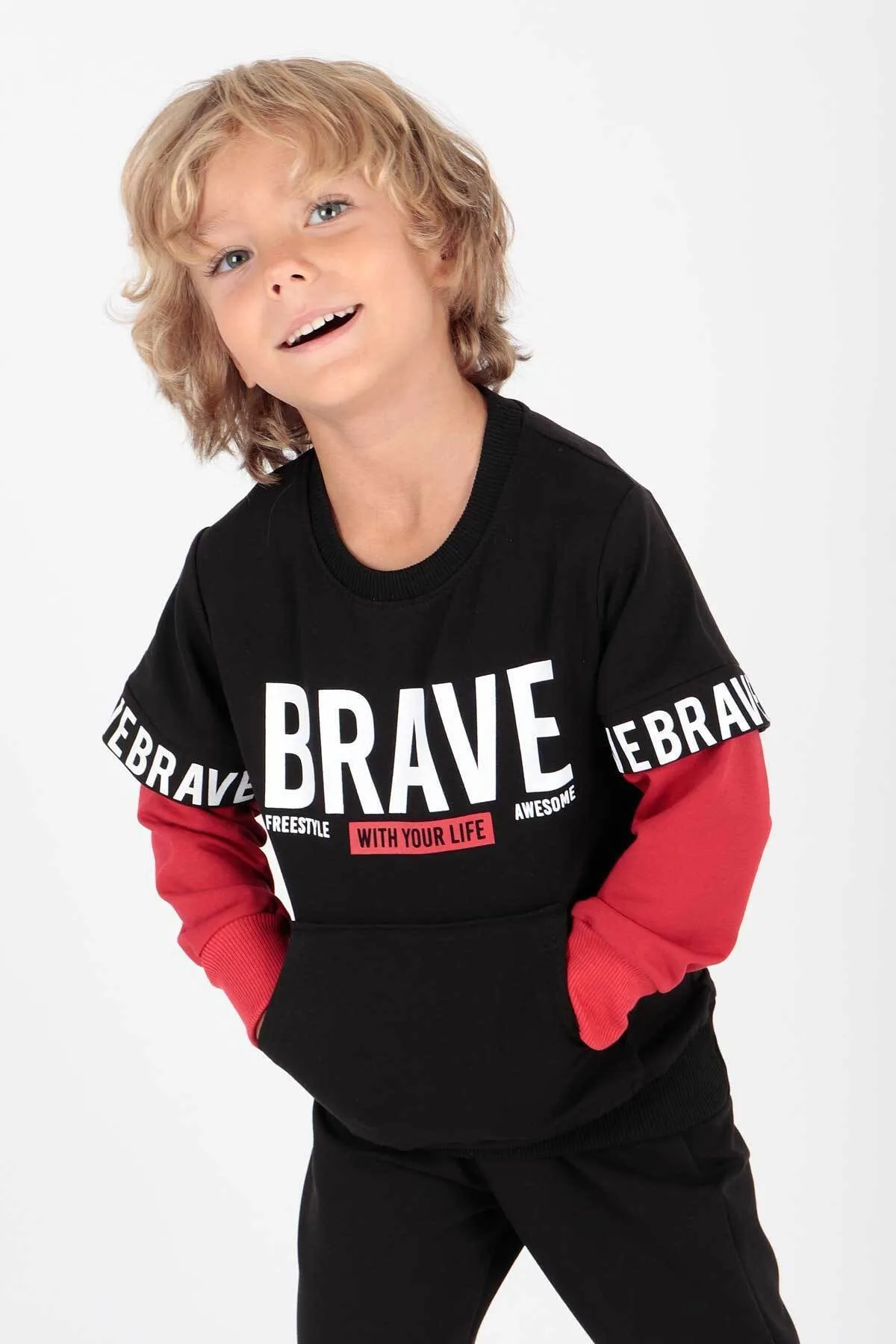 AHENGİM  Bedrucktes Brave-Trainingsanzug-Set für Jungen Ak2231