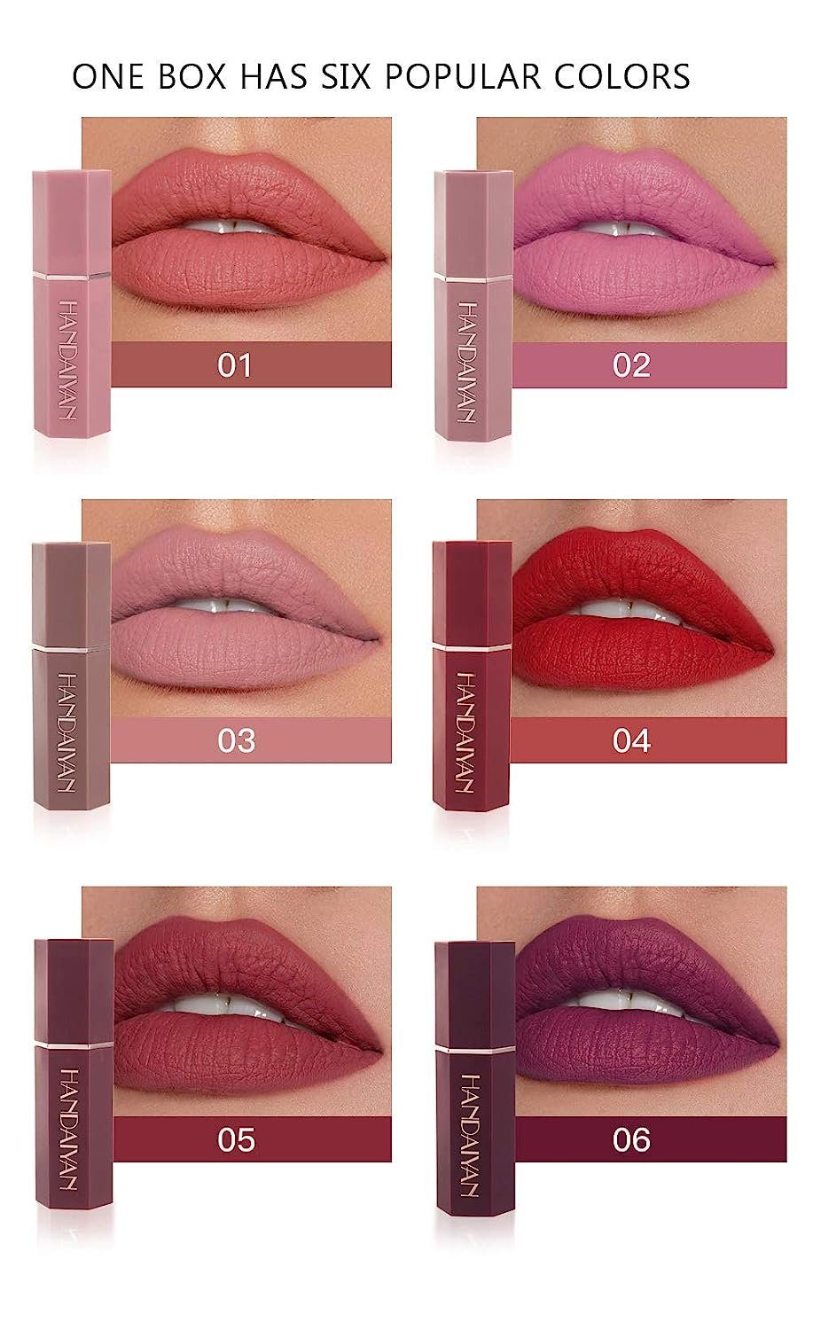 Haiaveng Lippenstift Matte Lipstick Samtige rote Lippenstifte Wasserdichte, lang anhaltende, glättende Antihaft-Tasse Sexy Colors Lipsticks