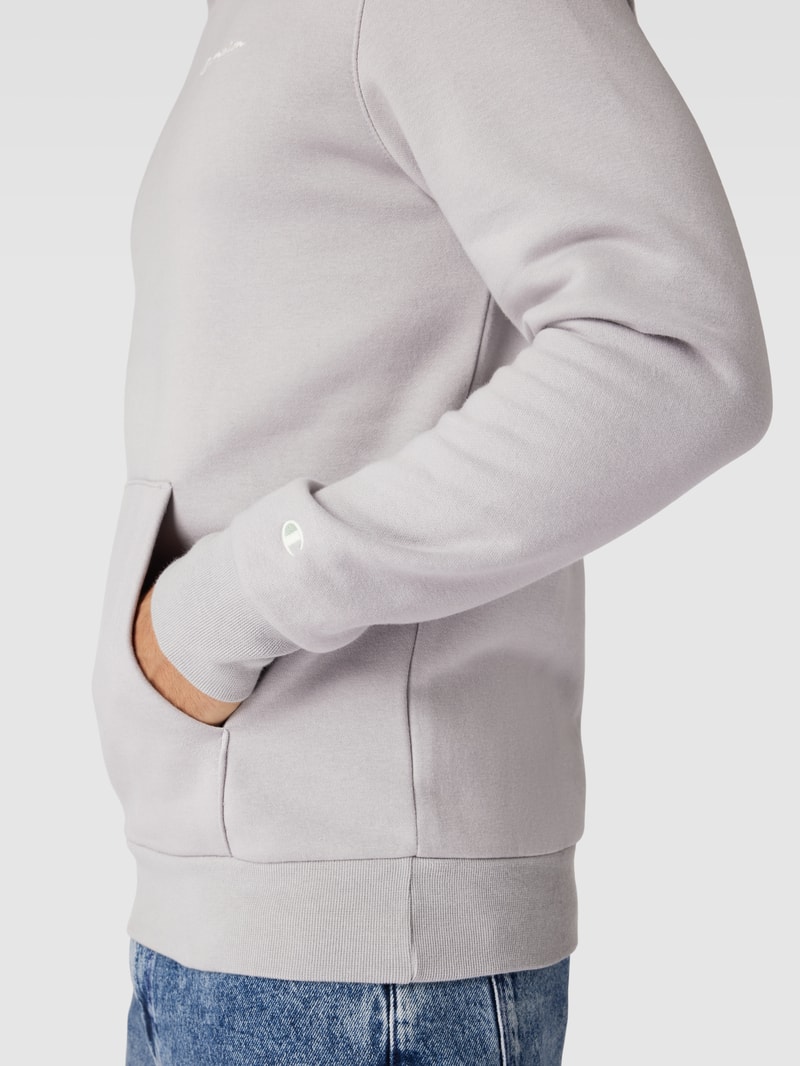 Hoodie mit Logo-Stitchings Modell 'Rochester' in hellgrau