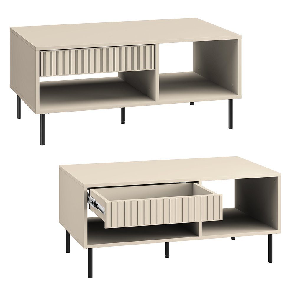 Lomadox Wohnwand SALOU-131, (3-St., 3-tlg), in kaschmir matt mit Glasfront und Softclose-Funktion