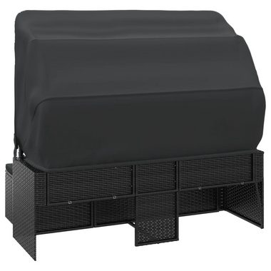 vidaXL Loungesofa 3-Sitzer-Gartensofa mit Dach und Fußhocker Schwarz Poly Rattan, 1 Teile