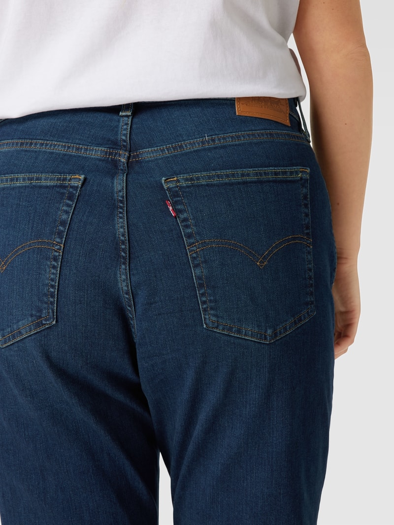 PLUS SIZE Flared Cut Jeans mit Label-Patch Modell '726' in dunkelblau