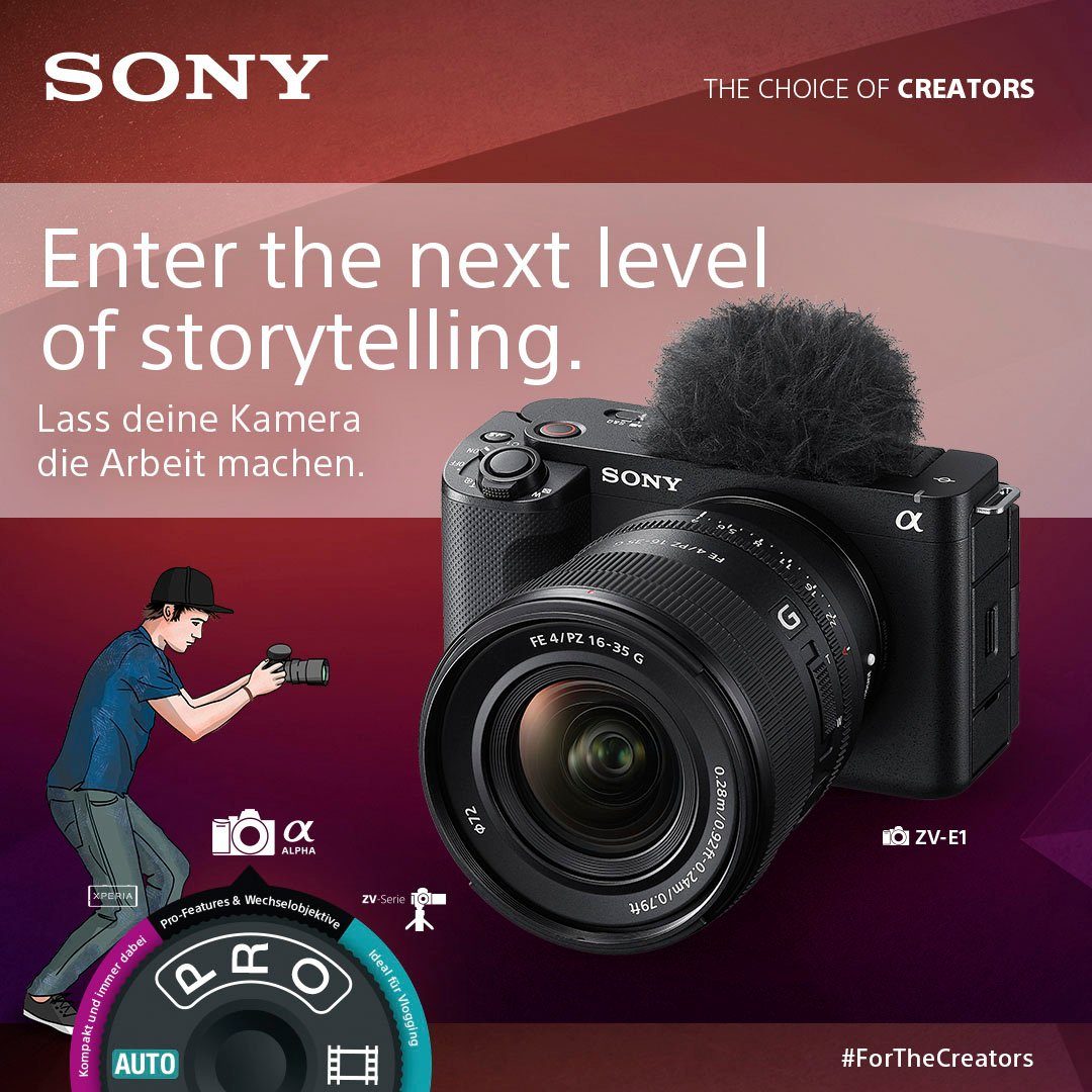 Sony ZV-E1L inkl. SEL-2860 Kit Systemkamera (28–60-mm-Zoomobjektiv, 12,1 MP, Bluetooth, WLAN)