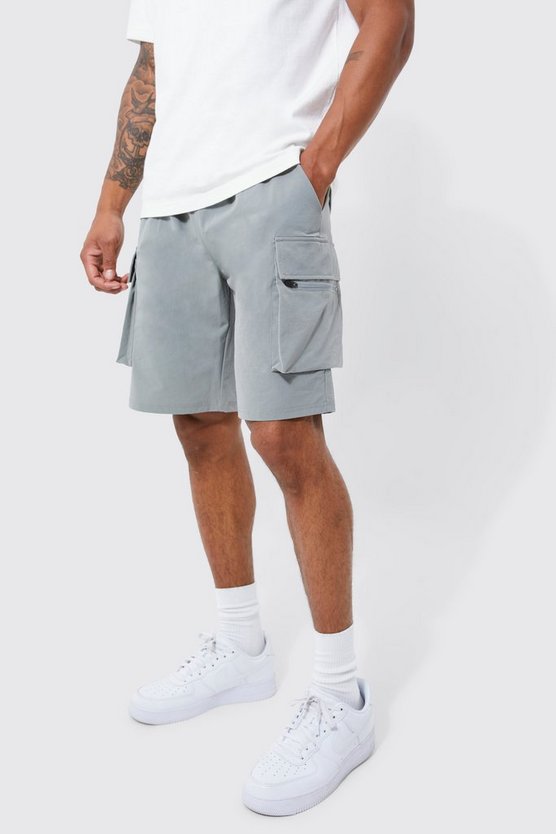 Lockere elastische Stretch Cargo-Shorts