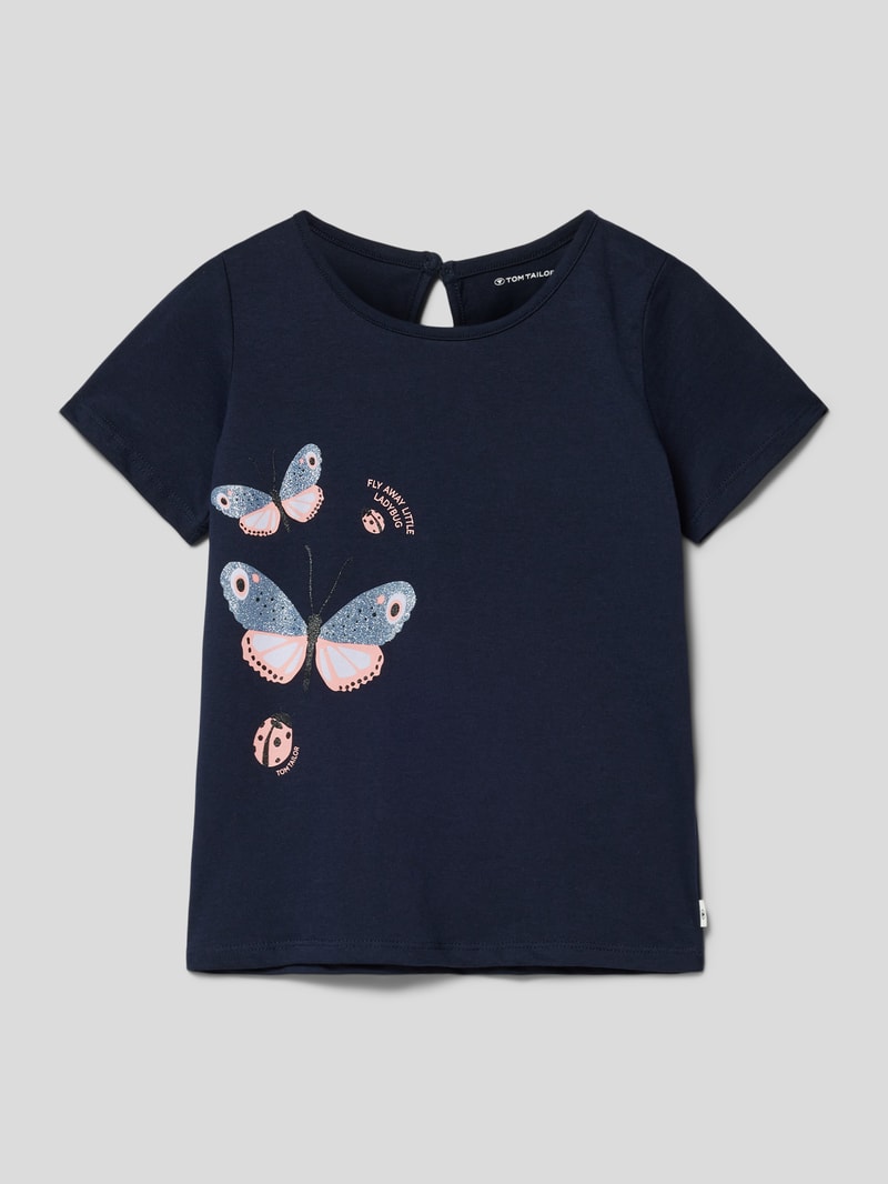 T-Shirt mit Motiv-Print in marineblau
