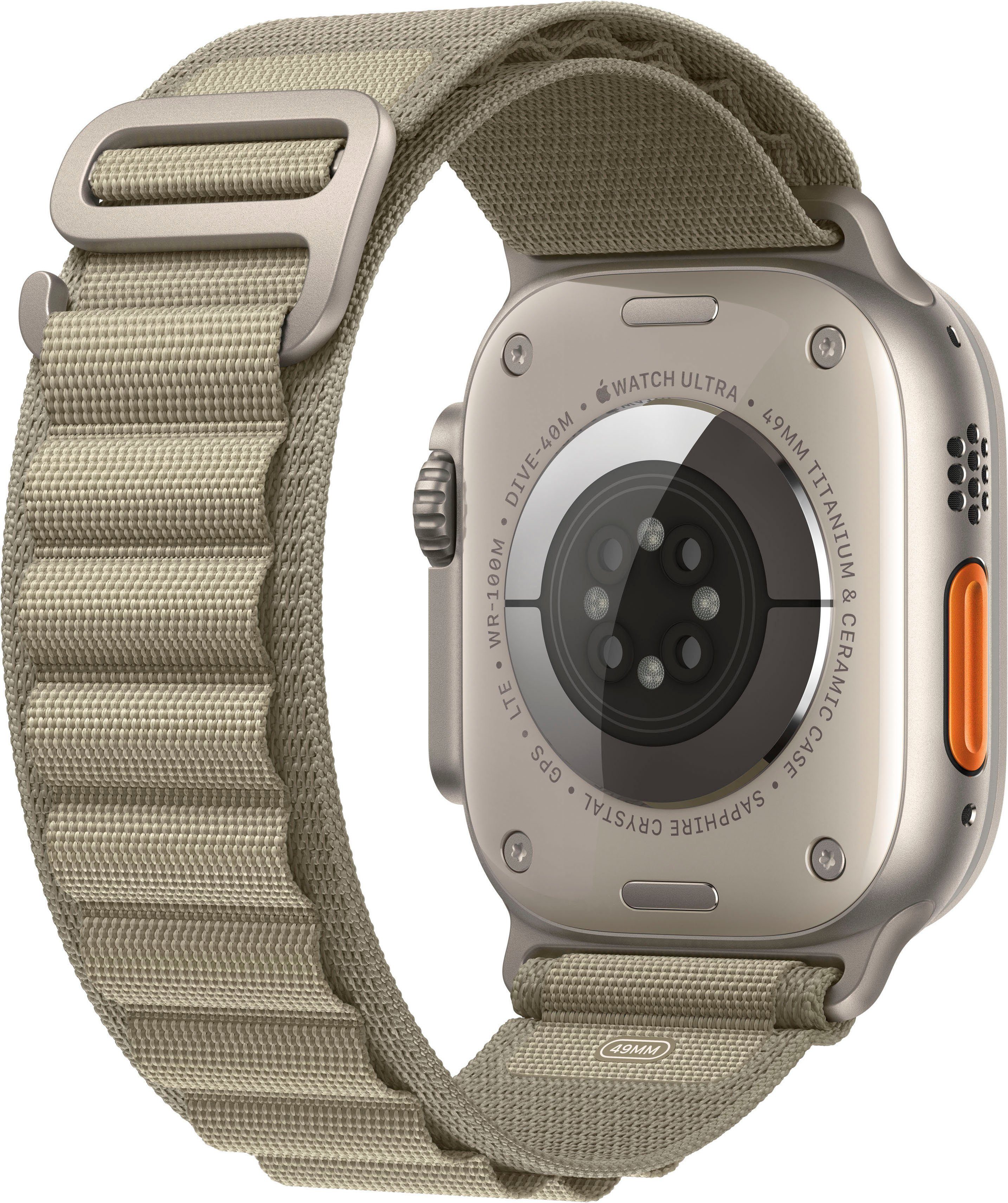 Apple Watch Ultra 2 GPS 49 mm + Cellular Titanium Small Smartwatch (4,9 cm/1,92 Zoll, Watch OS 10), Alpine Loop
