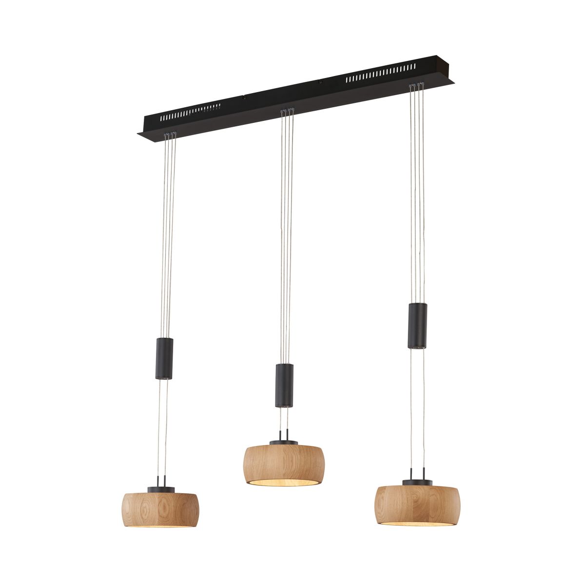 3-flg LED Pendellampe Shine-Wood