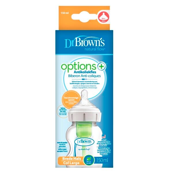 Dr. Brown's Options 1 M leveäkaulainen koliikkia ehkäisevä pullo 150ml