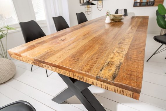 riess-ambiente Esstisch IRON CRAFT 200cm natur / schwarz (Einzelartikel, 1-St), Massivholz · Metall · X-Gestell · Mangoholz · Industrial