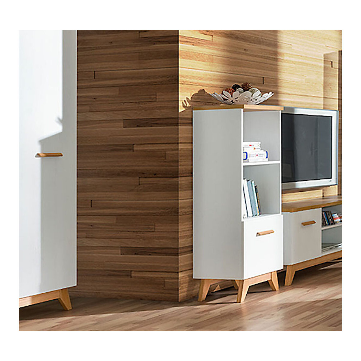 Regal Bücherregal Seven 45x40x127,5cm Nash Eiche Andersen Kiefer 1-türig mit 2 offenen Fächern