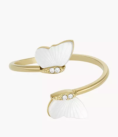 Fossil Ring Sutton Radiant Wings Butterfly Perlmutt weiß