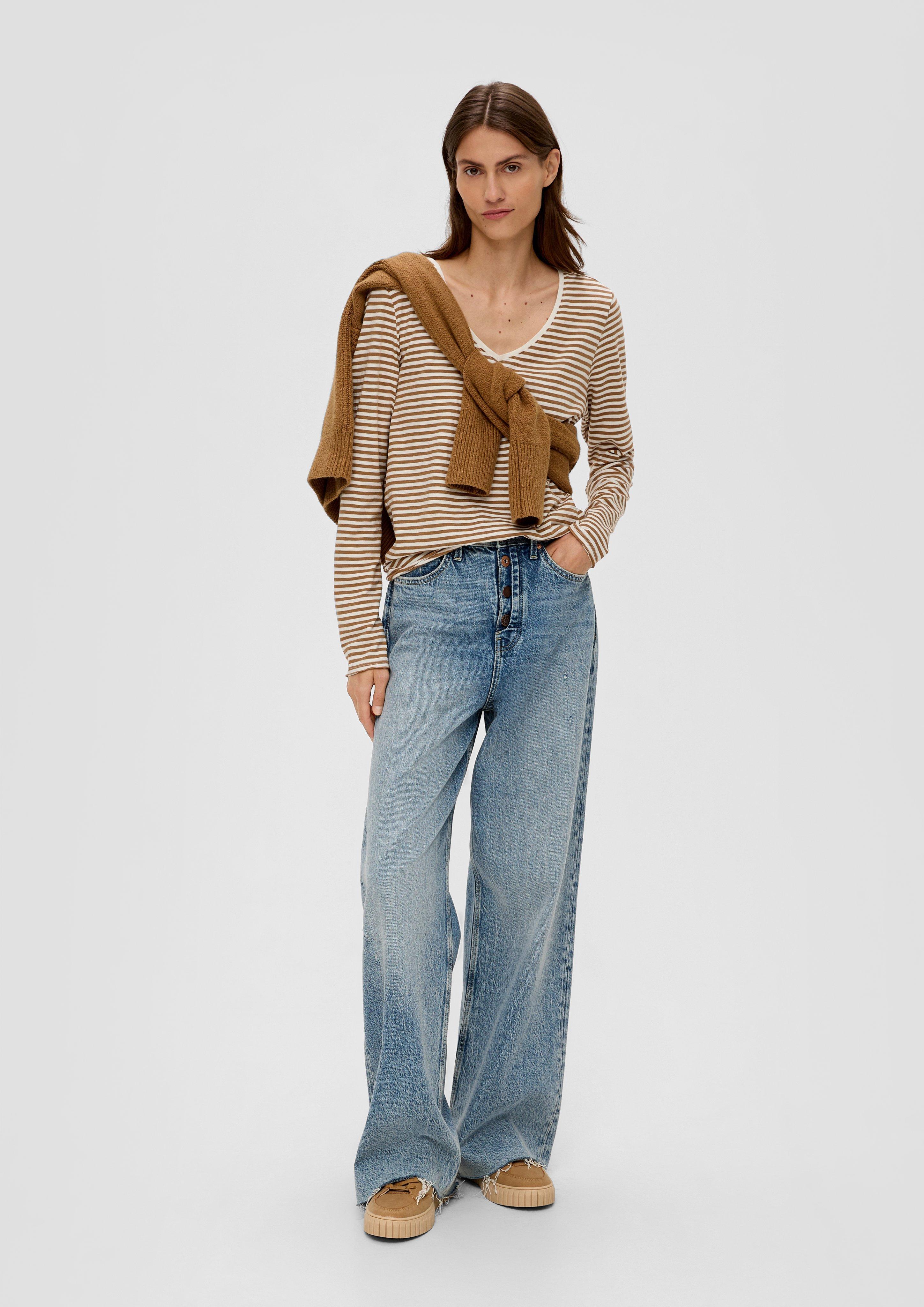 Gestreiftes Longsleeve mit Rollsaum  2135958-84H2