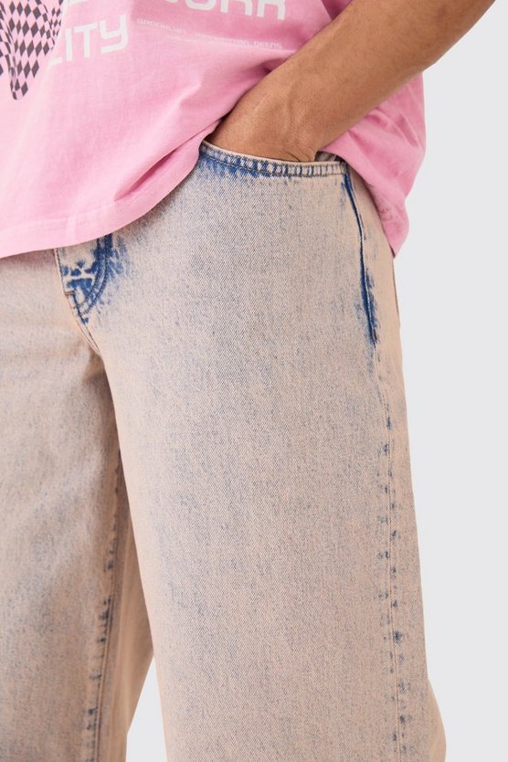 Baggy Rigid Pink Tint Slit Knee Jeans