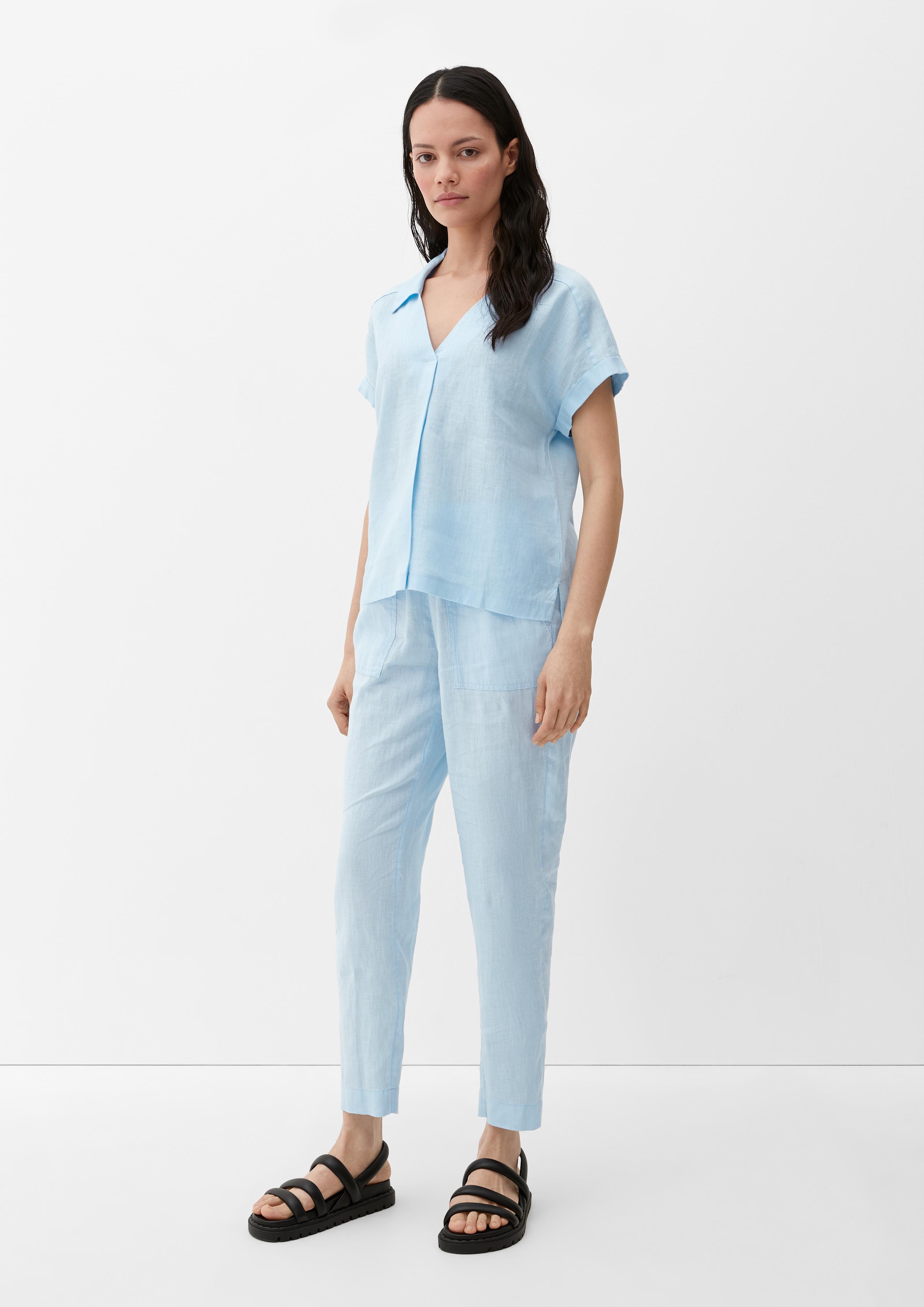 Blusenshirt mit Leinen-Front  2132144-5081