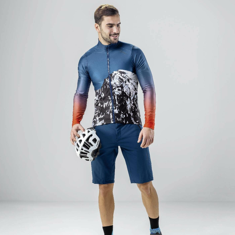 Löffler Scarp blaues Herren Langarm-Radtrikot