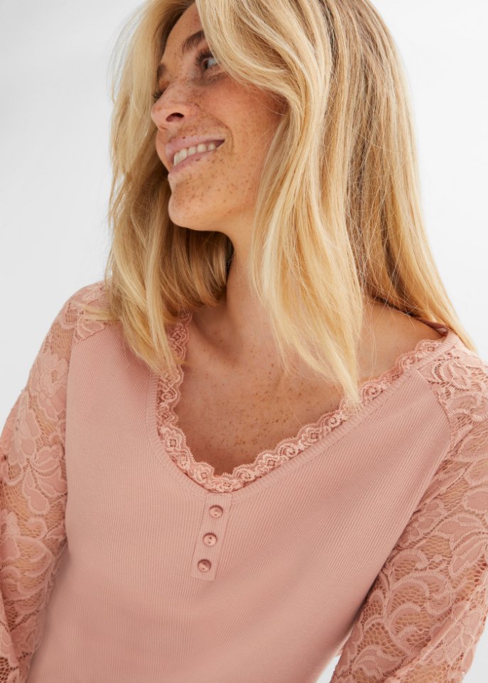 Langarmshirt mit Spitze