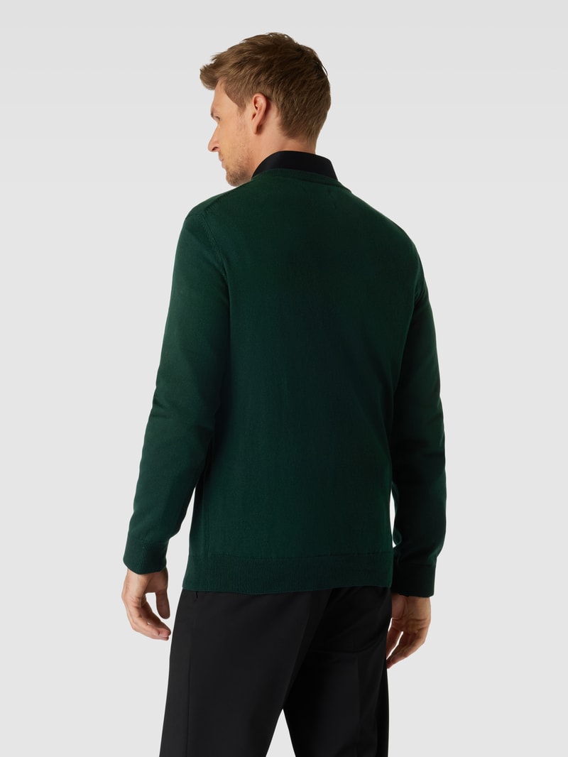 Strickpullover mit Rundhalsausschnitt und Label-Stitching in dunkelgrün