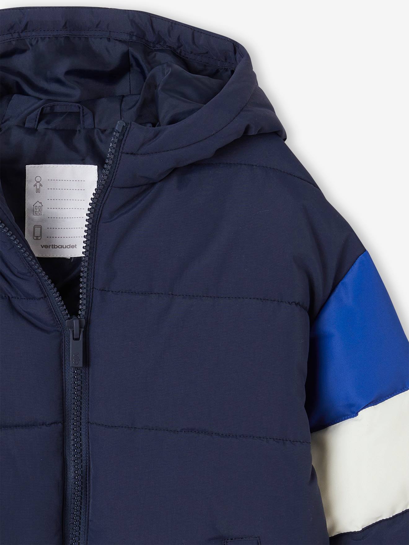 Vertbaudet Jungen Kapuzen-Steppjacke mit Recycling-Wattierung - nachtblau