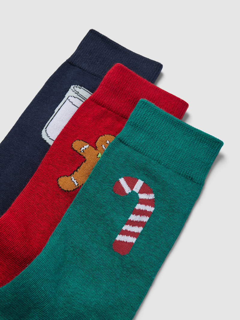 Socken im 3er-Pack in Geschenkbox Modell 'XMAS COMFORT FOOD' in rot