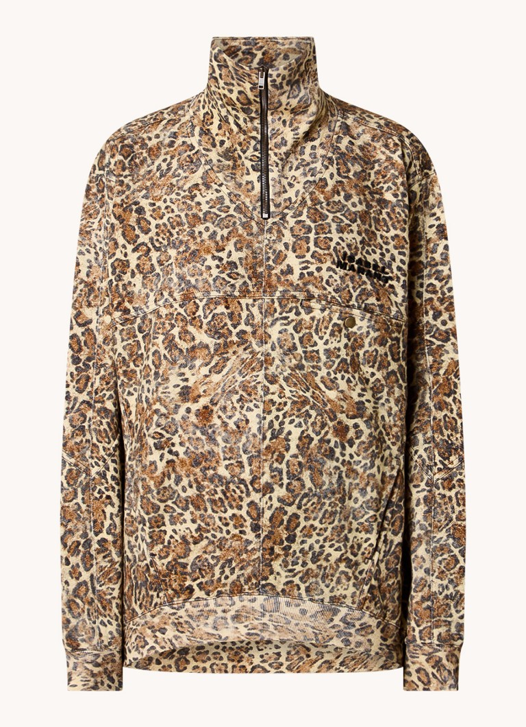 Maglione Isabel Marant Wilda con stampa leopardata e mezza zip