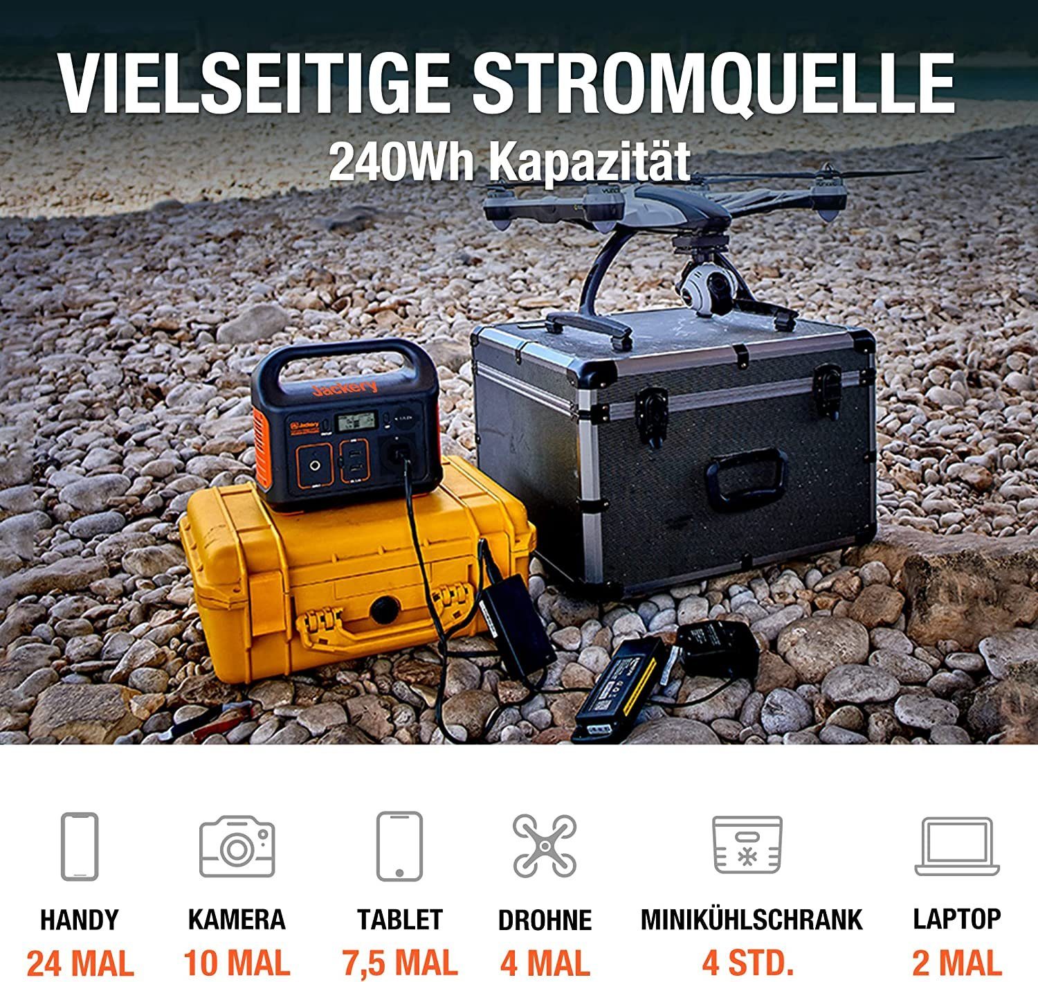 Jackery Stromerzeuger Explorer 240 240Wh Tragbare Powerstation Mobile Stromgenerator, 0,40 in kW, (1-tlg), für Camping, Outdoor