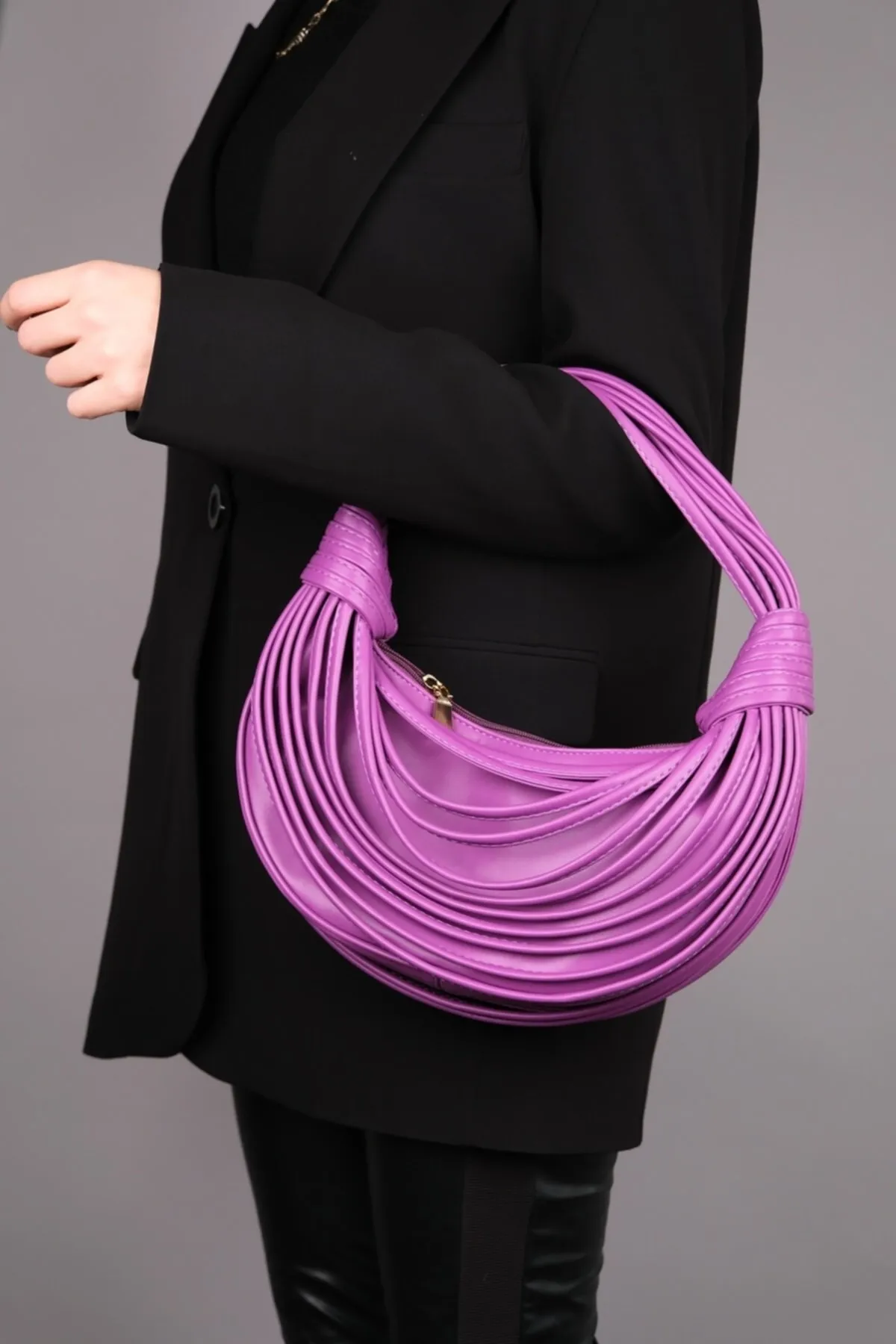 Luvi  Via Lila gerippte Damenhandtasche