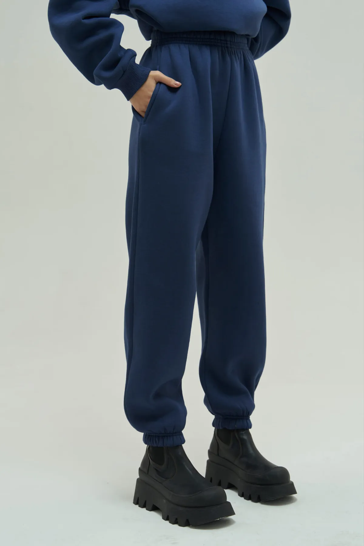 MAİ COLLECTİON  Gambol Marineblaues Oversize-Trainingsanzug-Set