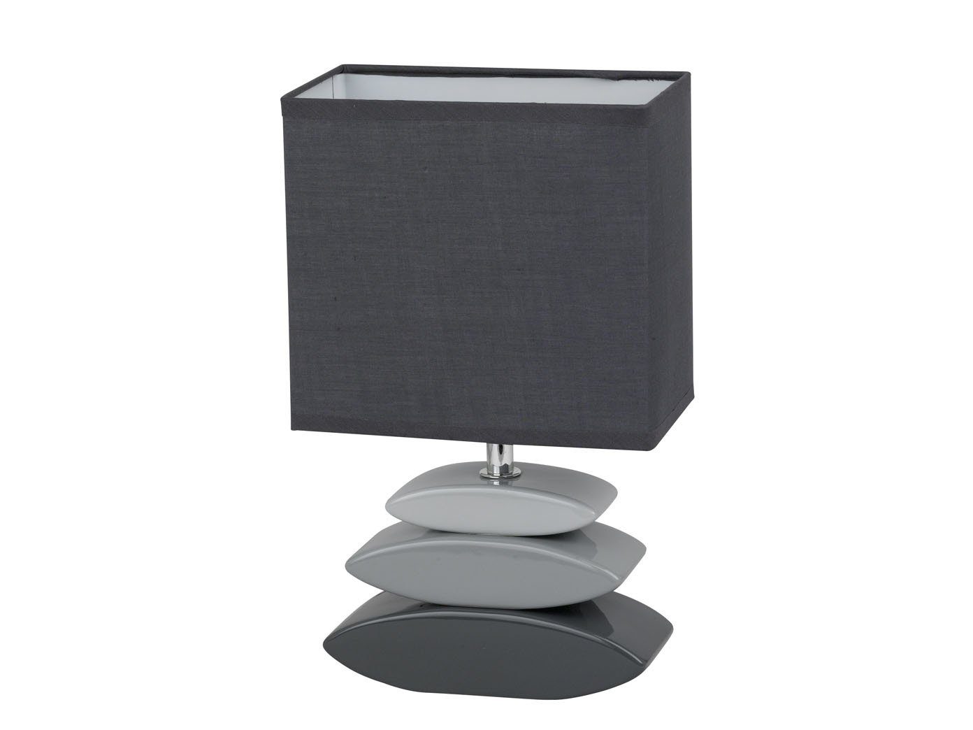 meineWunschleuchte LED Tischleuchte, LED wechselbar, warmweiß, kleine Fensterbank Designer-lampe mit Stoff Lampenschirm Grau, H: 29cm