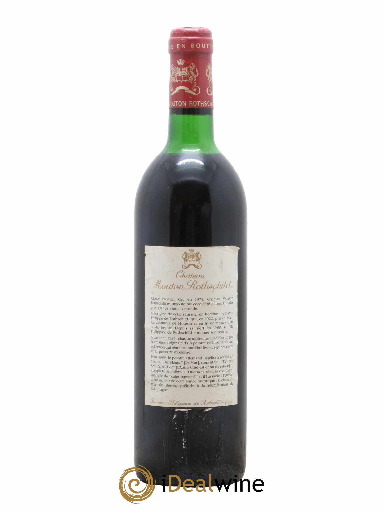 Château Mouton Rothschild 1er Grand Cru Classé  1989 - Lot de 1 Bouteille