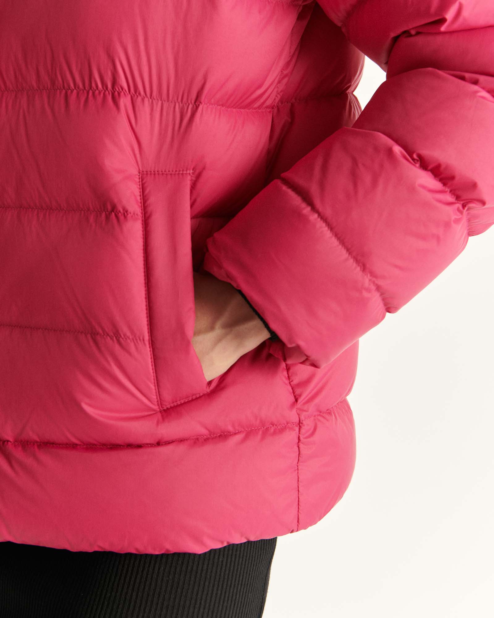 Doudoune droite à capuche Rose cerise Jane
