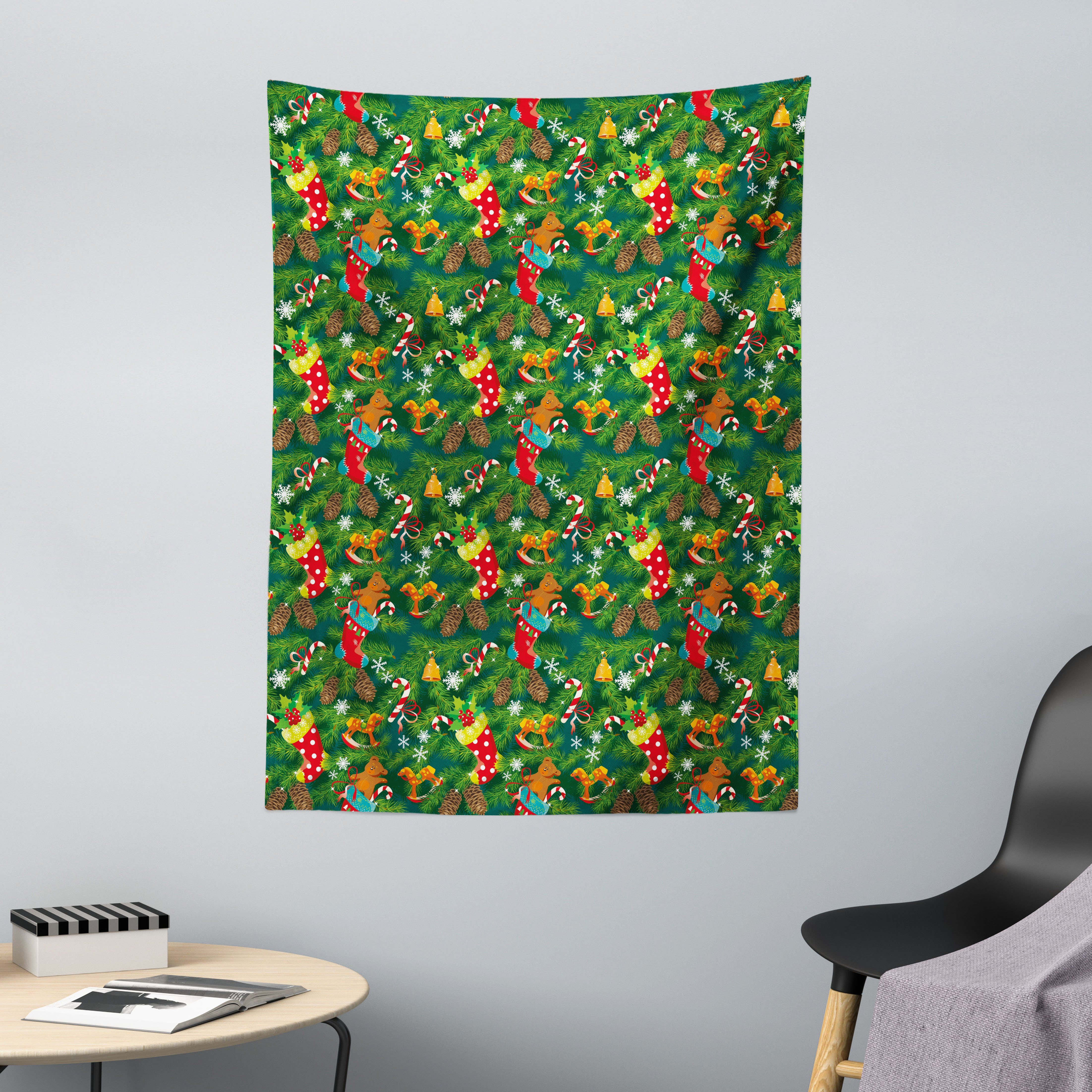 Wandteppich aus Weiches Mikrofaser Stoff Für das Wohn und Schlafzimmer, Abakuhaus, rechteckig, Weihnachten Weihnachten Zubehör Pine