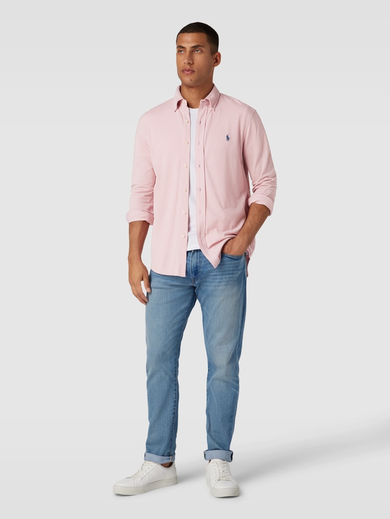 Slim Fit Freizeithemd mit Button-Down-Kragen in rosa