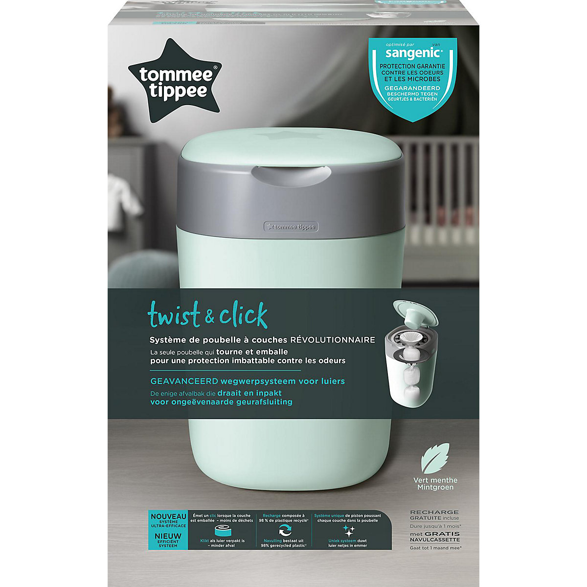 Tommee Tippee Windeleimer Twist & Click Sangenic, grün