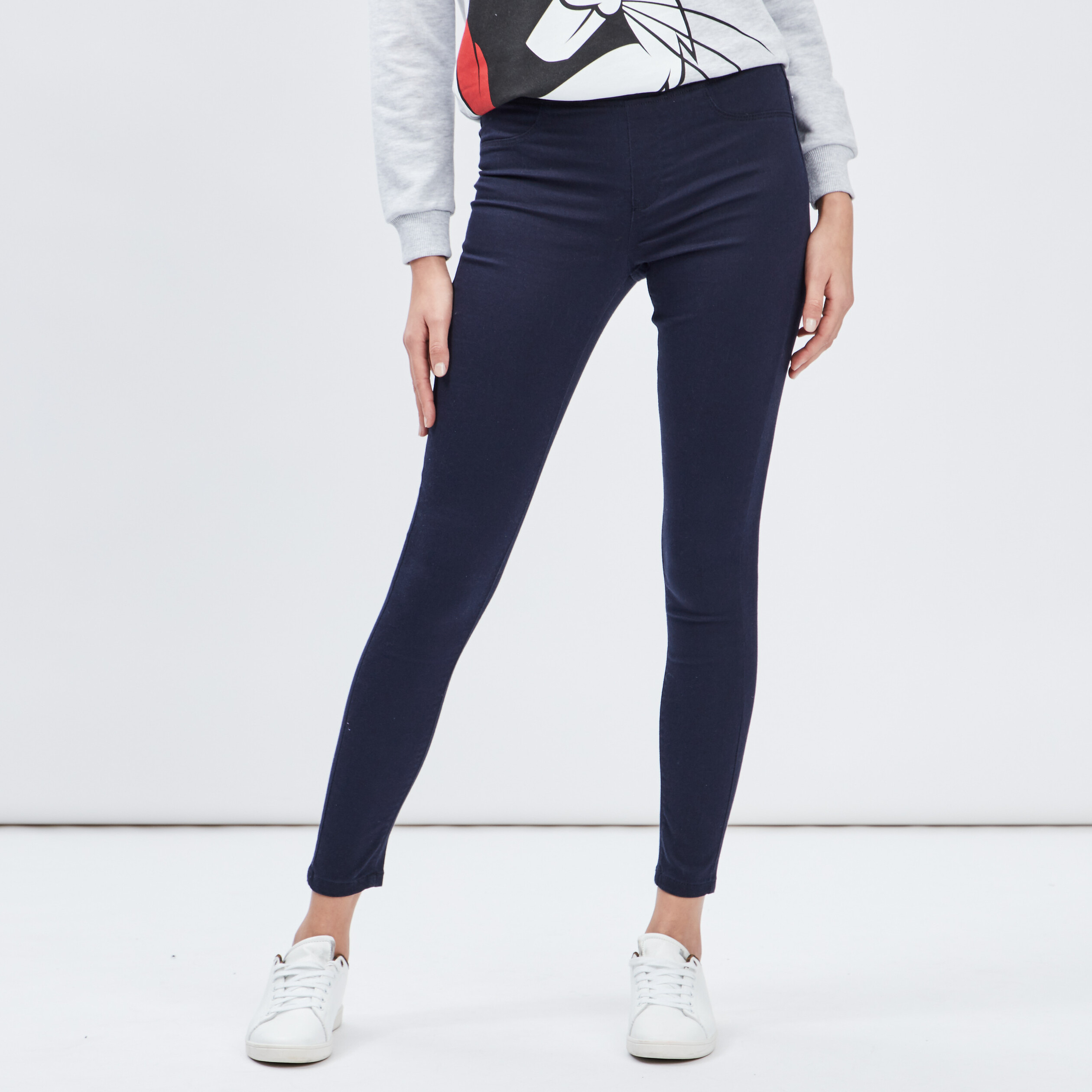 Jegging skinny taille basse bleu marine femme | La Halle