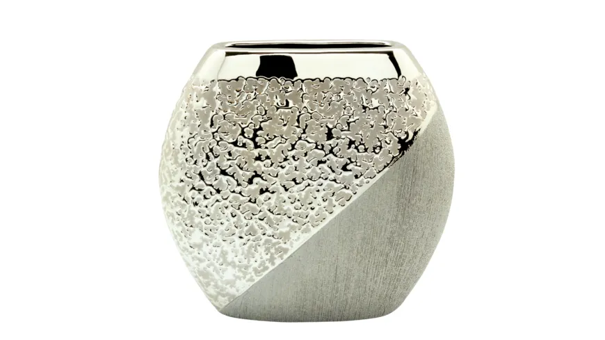 GILDE Keramik-Vase Grace H=18,5cm Silber
