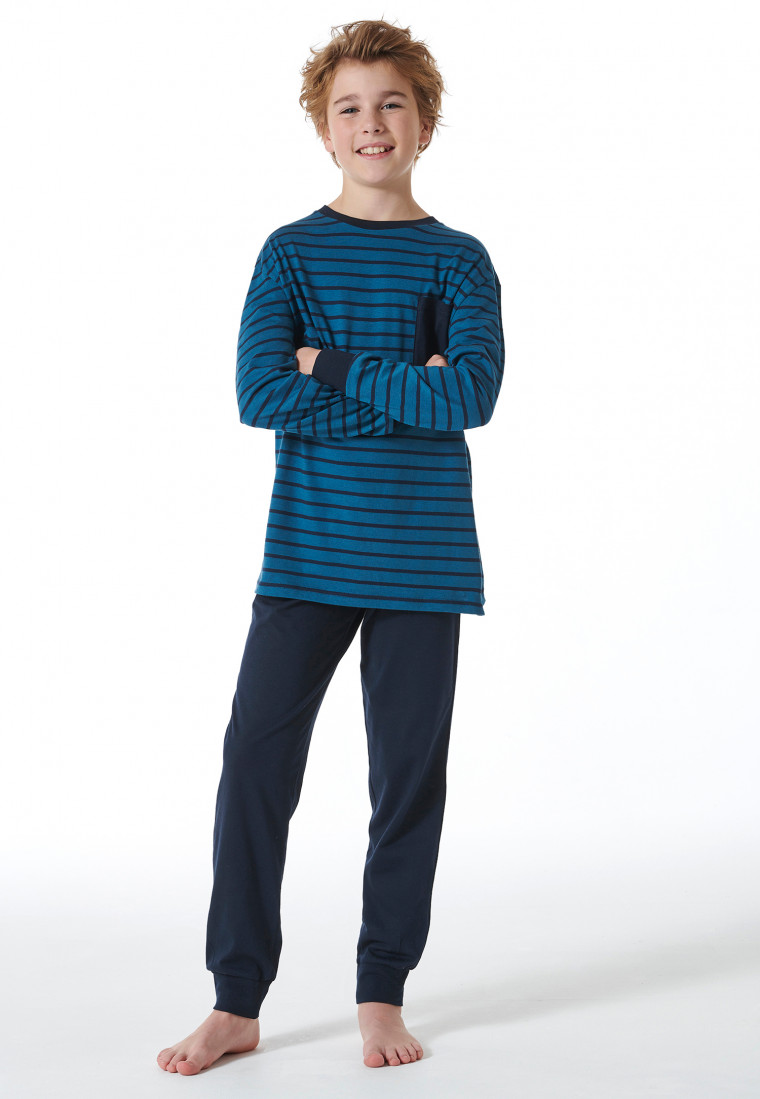 Schlafanzug lang Streifen mineral - Nightwear