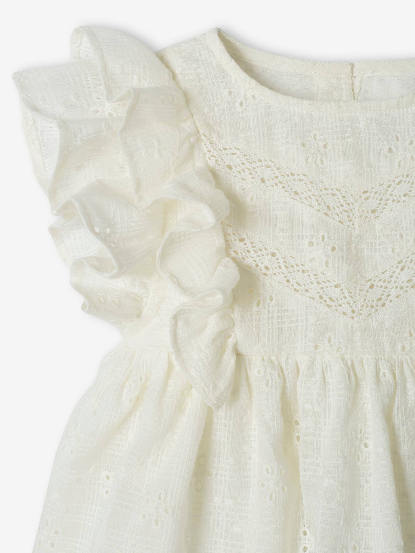 Robe bébé en broderie anglaise écru
