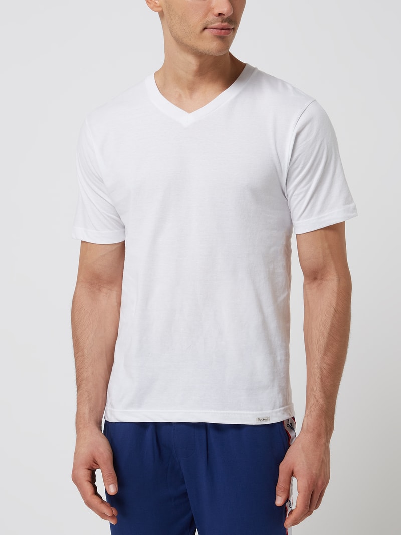 T-Shirt aus Baumwolle im 2er-Pack Modell 'Aiden' in weiß