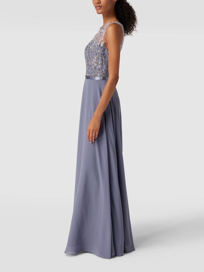Abendkleid mit Paillettenbesatz in bleu