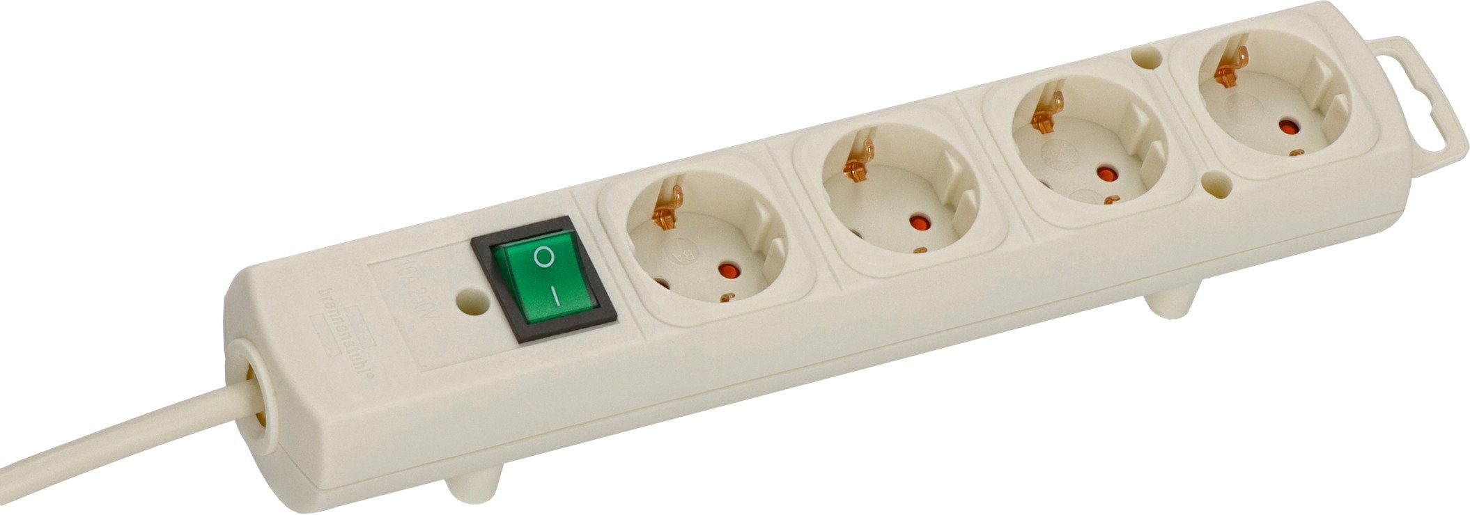 Brennenstuhl Comfort-Line Plus Steckdosenleiste 4-fach (Kabellänge 2 m), mit Flachstecker, Schalter und extra breiten Abständen der Steckdosen