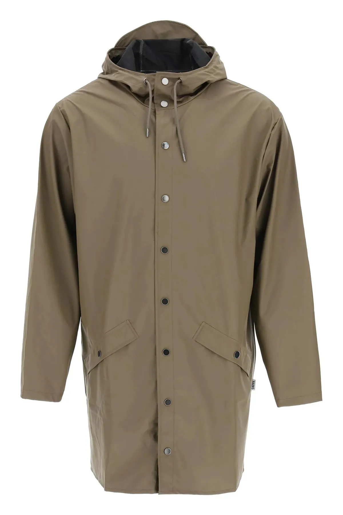 Rains  Die wasserdichte Jacke ist aus dem charakteristischen PU-Stoff von Rains geschnitten und verfügt über ultraschallverschweißte Nähte
