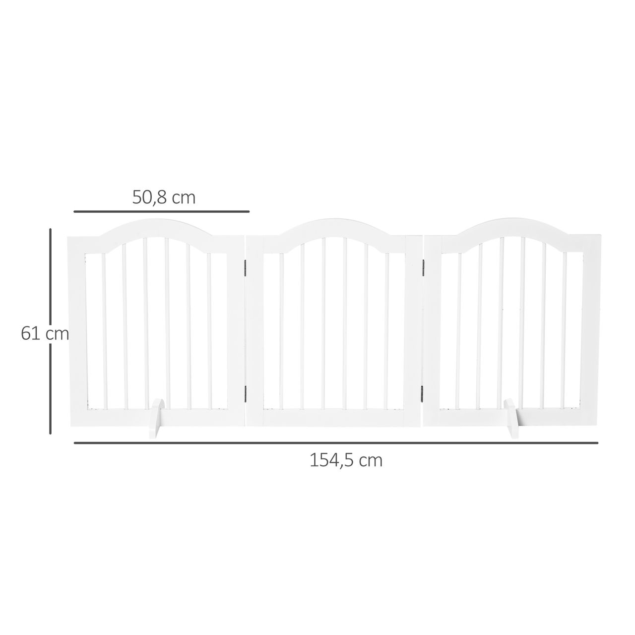 PawHut Hunde Absperrgitter Schutzgitter Hundegitter Konfigurationsgitter 3-teilig mit zwei Stützfüßen stabil faltbar Treppengitter Hundeabsperrgitter Türschutzgitter MDF Weiß 154,5x29,5x61 cm