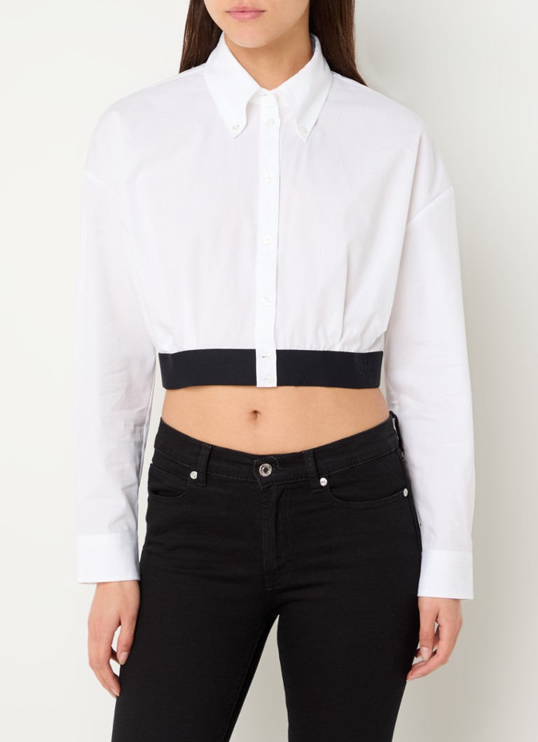 HUGO BOSS  Evesia cropped blouse met logoband