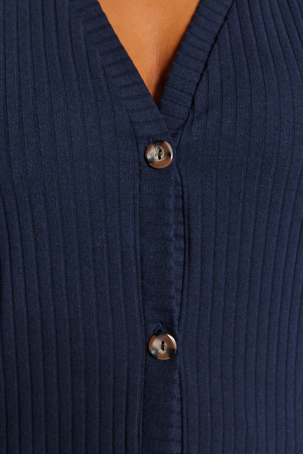 Trendyol Curve  Marineblaues Cord-Strick-Oberteil-Unterteil-Set TBBAW24CP00017