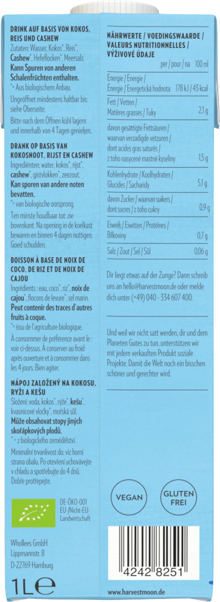 Pflanzendrink, Milk Alternative Barista, 2,1 % Fett, 1 l