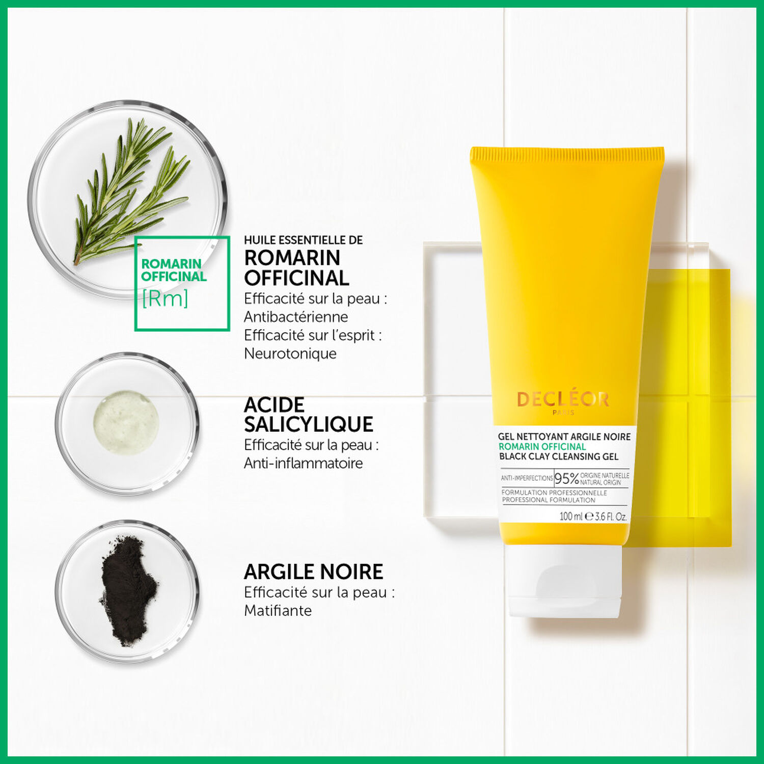 Decléor Romarin Officinal Gel Nettoyant Argile Noire 100 ml