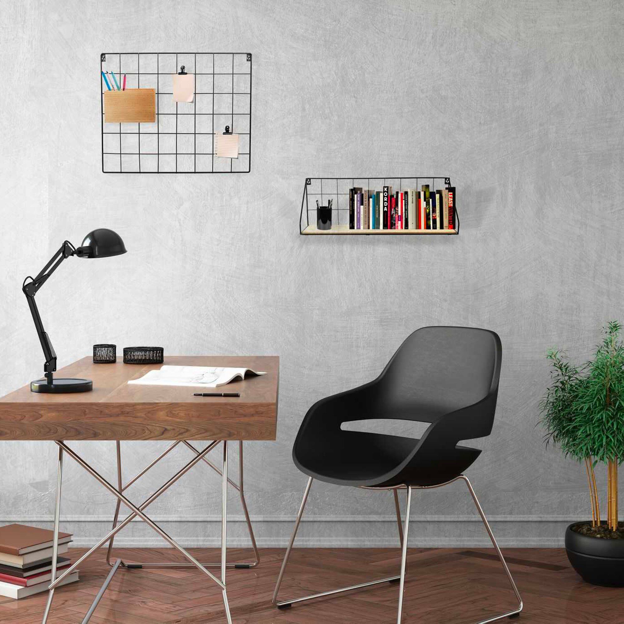 Etagère filaire métal et bois – 1 tablette