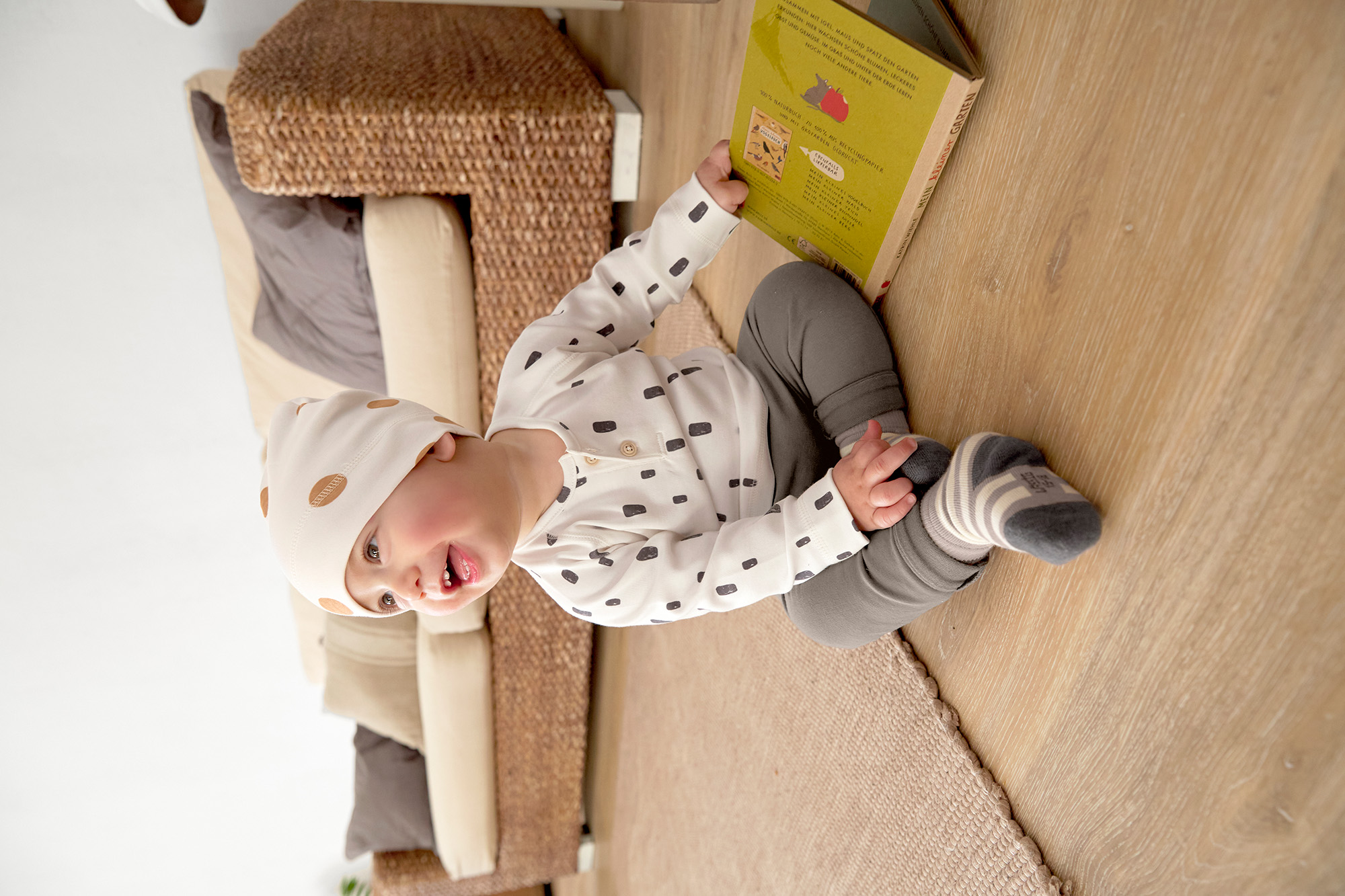 Baby Wickelbody langarm - Bio Baumwolle, Rechtecke, Weiß