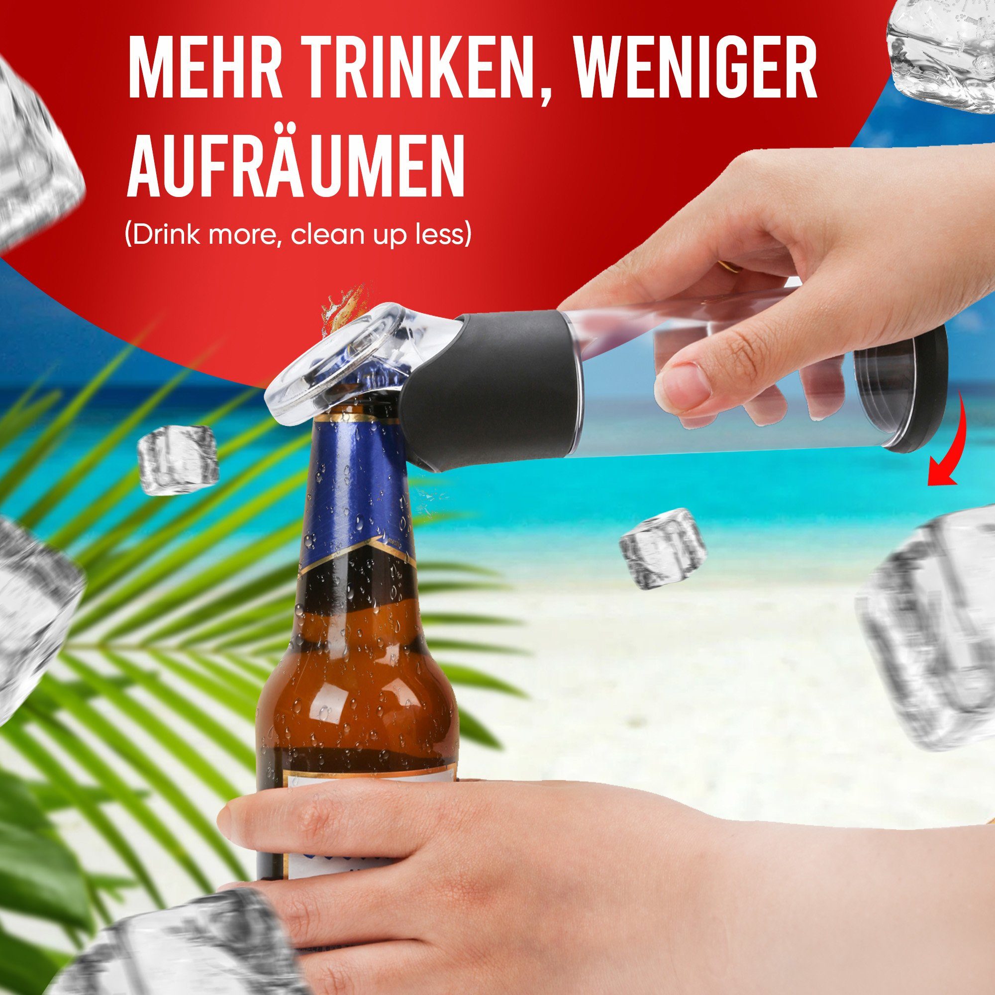 wortek Flaschenöffner Getränkeöffner mit Auffangbehälter Bieröffner (Set, 2-tlg), Geschenk für Männer und Bierliebhaber Biergeschenk